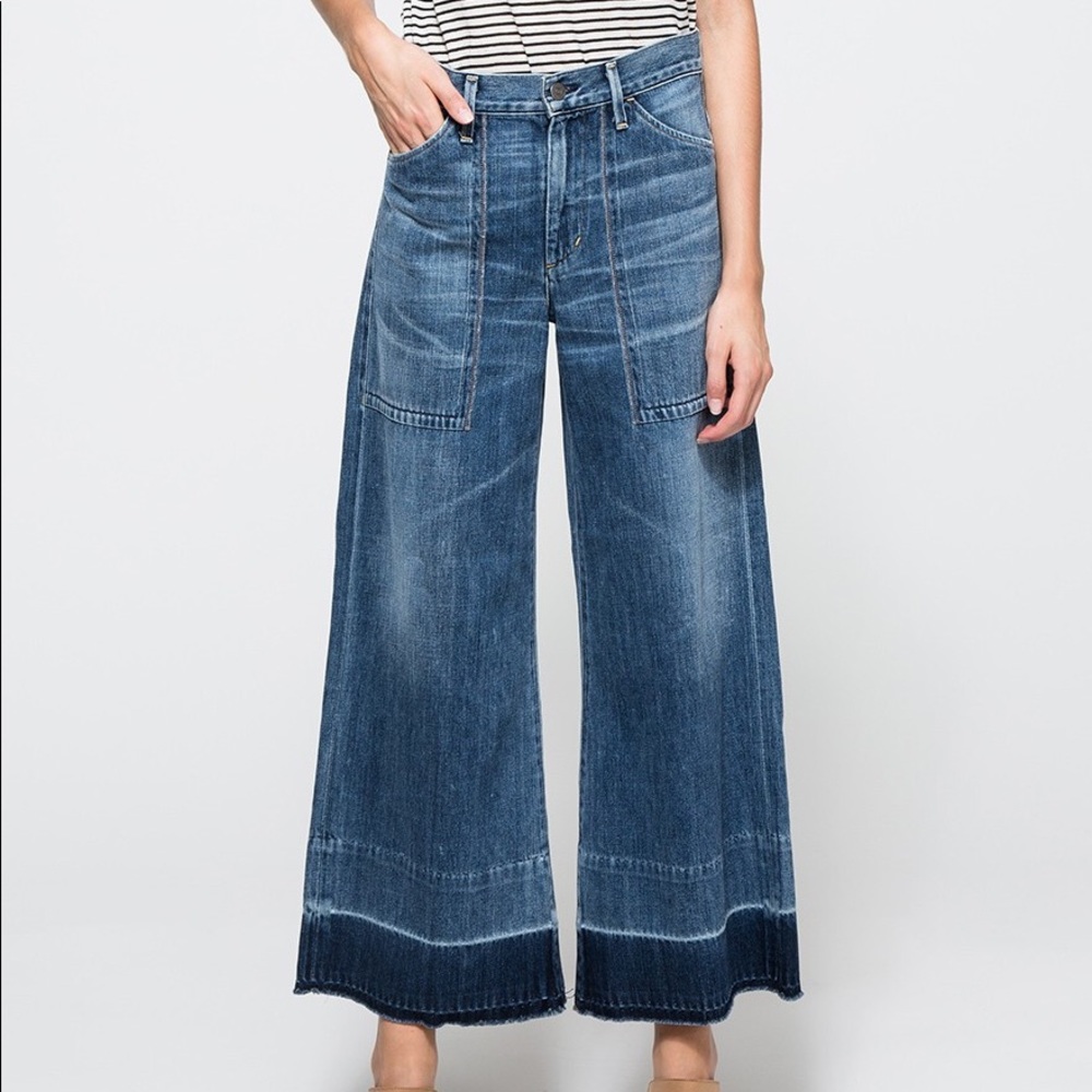 Citizens of Humanity Cropped Wide Leg Jeans, 28